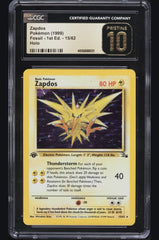 ⚠️ Zapdos 15/62 Pokemon Fossil Holo 1st Ed~ PRISTINE 10 GOLD LABEL TOP POP 11!💨