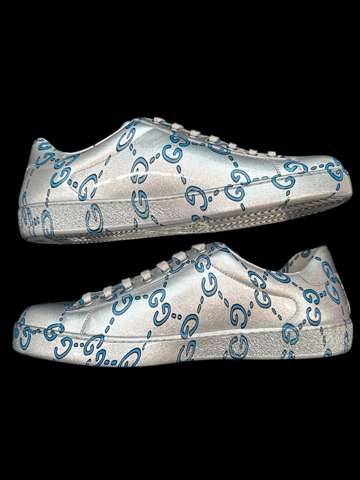‼️GUCCI Miro Rubber Wax GucciGhost Print Mens New Ace Sneakers SIZE 9~FAST SHIP