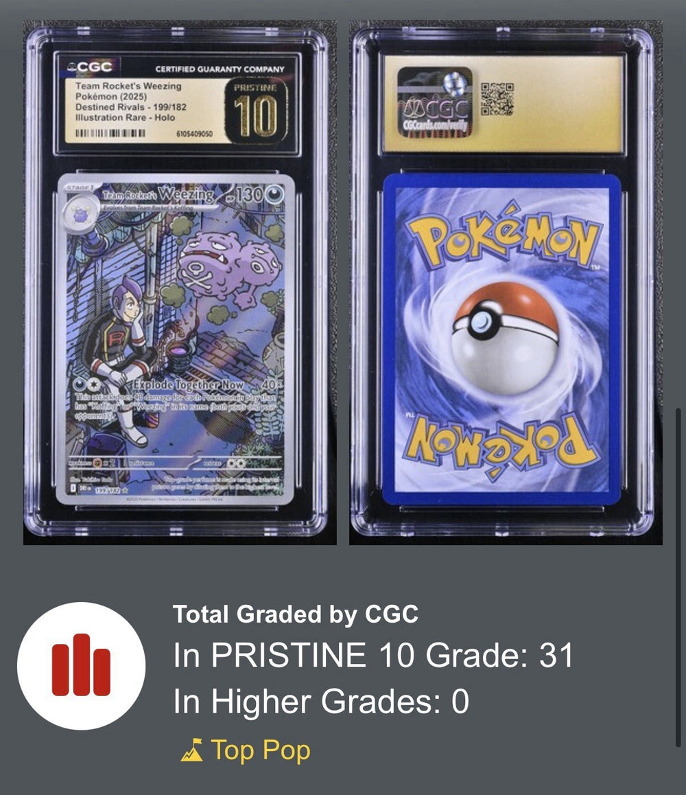 ‼️Team Rocket's Weezing #199 Destined Rivals CGC 10 PRISTINE GOLD LABEL TOP POP