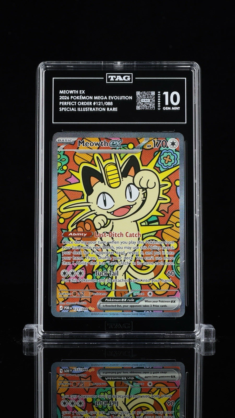 🧡 Meowth ex 121/088 Perfect Order SIR Holo TAG GRADE 10! SAME DAY SHIP💨