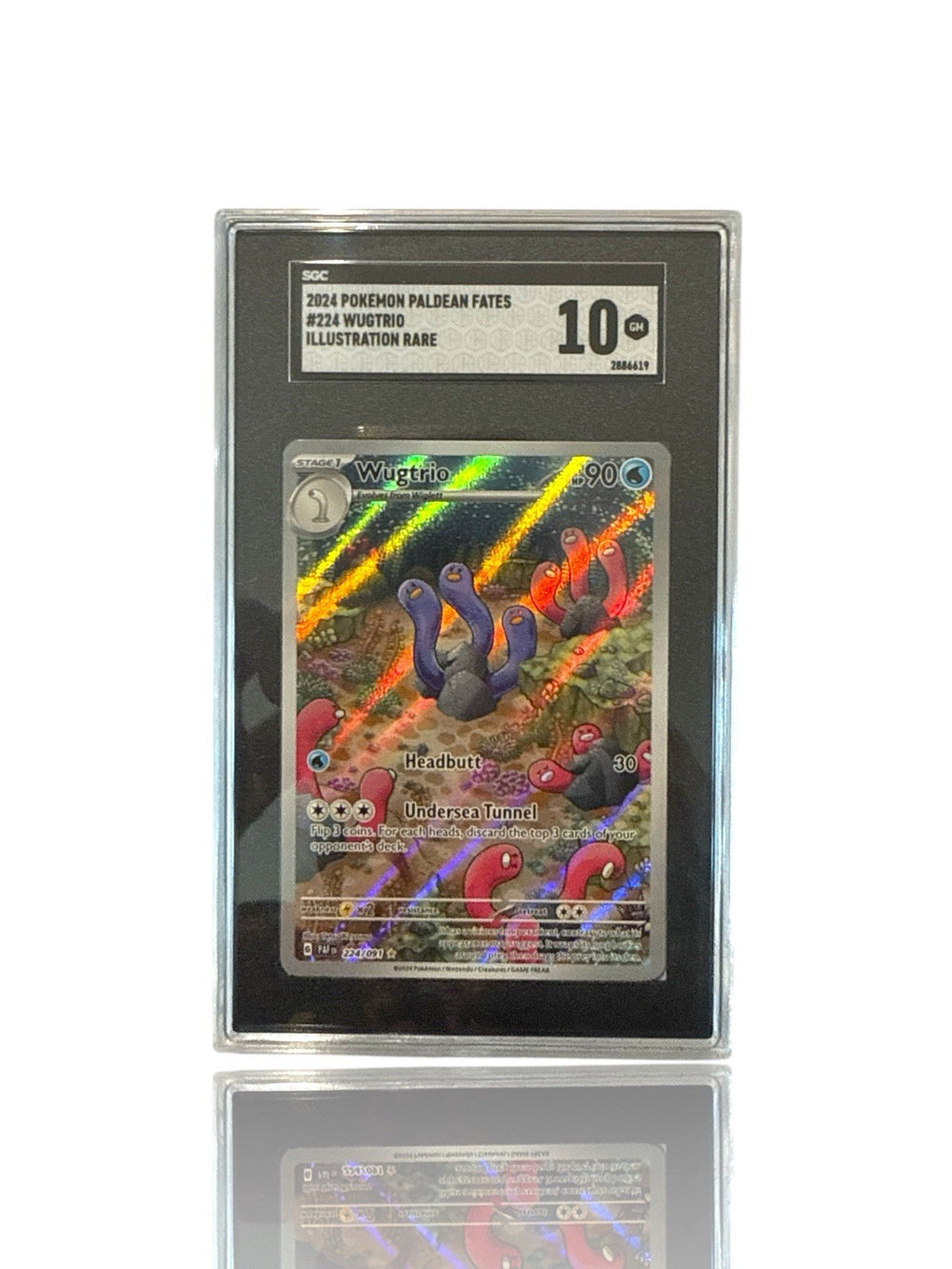 ‼️Pokemon Wugtrio 224/091: Paldean Fates Holo GRADE 10! FAST SHIP~SHOOT OFFER!💨