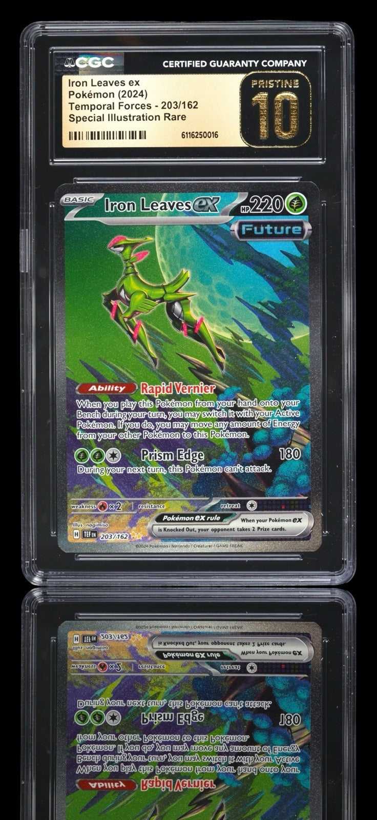💚 Iron Leaves ex 203/162 Temporal Forces Holo GRADE 10 PRISTINE GOLD LABEL!💨