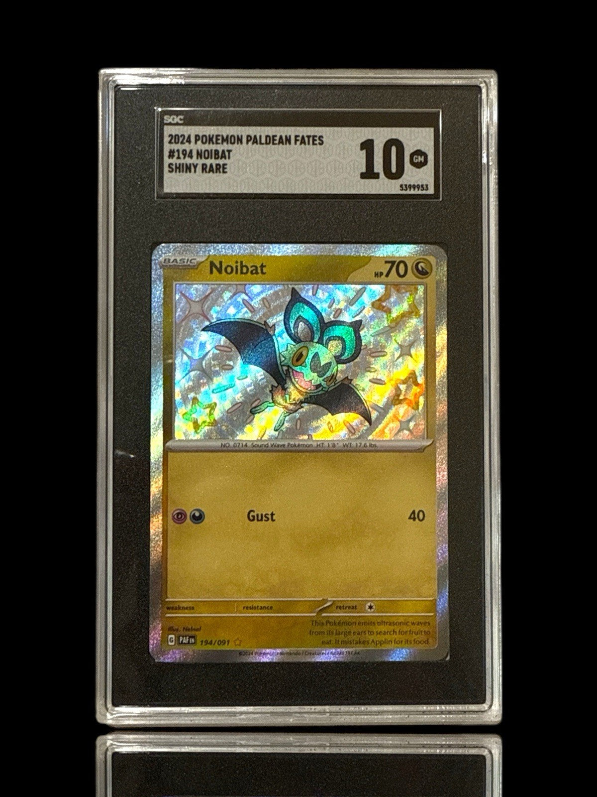 ‼️Noibat 194/091: Paldean Fates Holo GRADE 10! SHIPS FAST~SHOOT A OFFER!💨