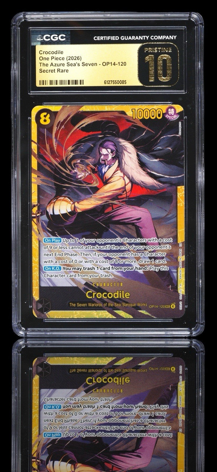 🐊 Crocodile OP14-120 The Azure Sea's Seven PRISTINE 10 GOLD LABEL TOP POP!💨
