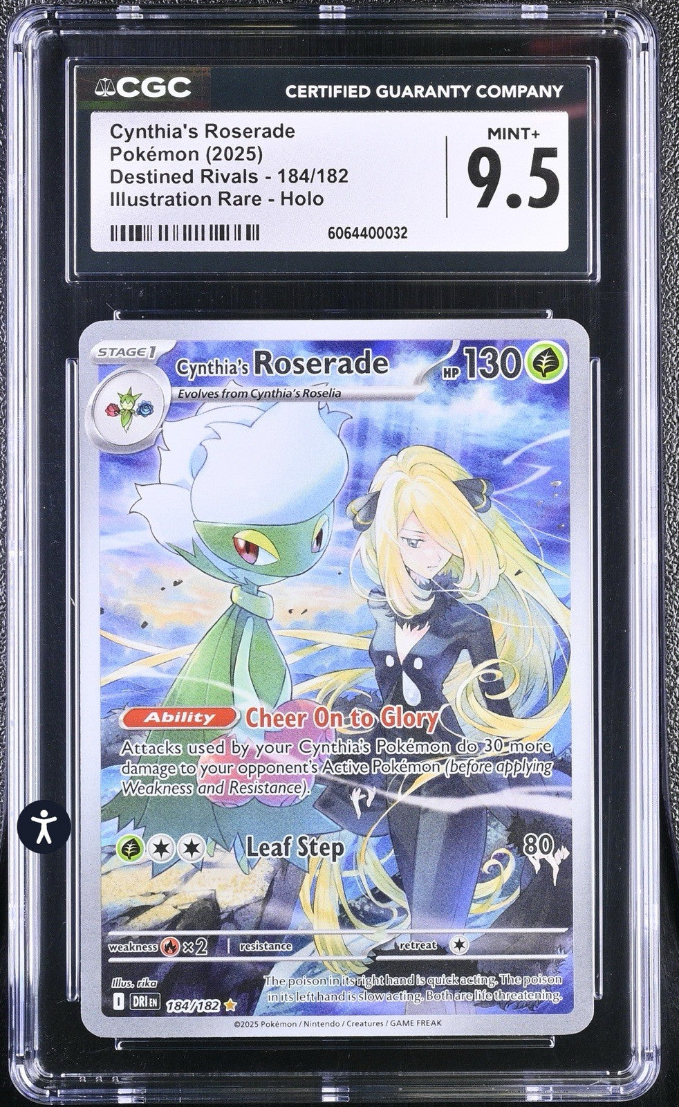 ‼️Cynthia's Roserade 184/182 Sv10: Destined Rivals Holo GRADE 9.5! SHIPS FAST💨