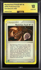⚠️MBA GEM MINT 10 VINTAGE Mysterious Fossil 91/100 Sandstorm~POP 1~SHOOT OFFER💨