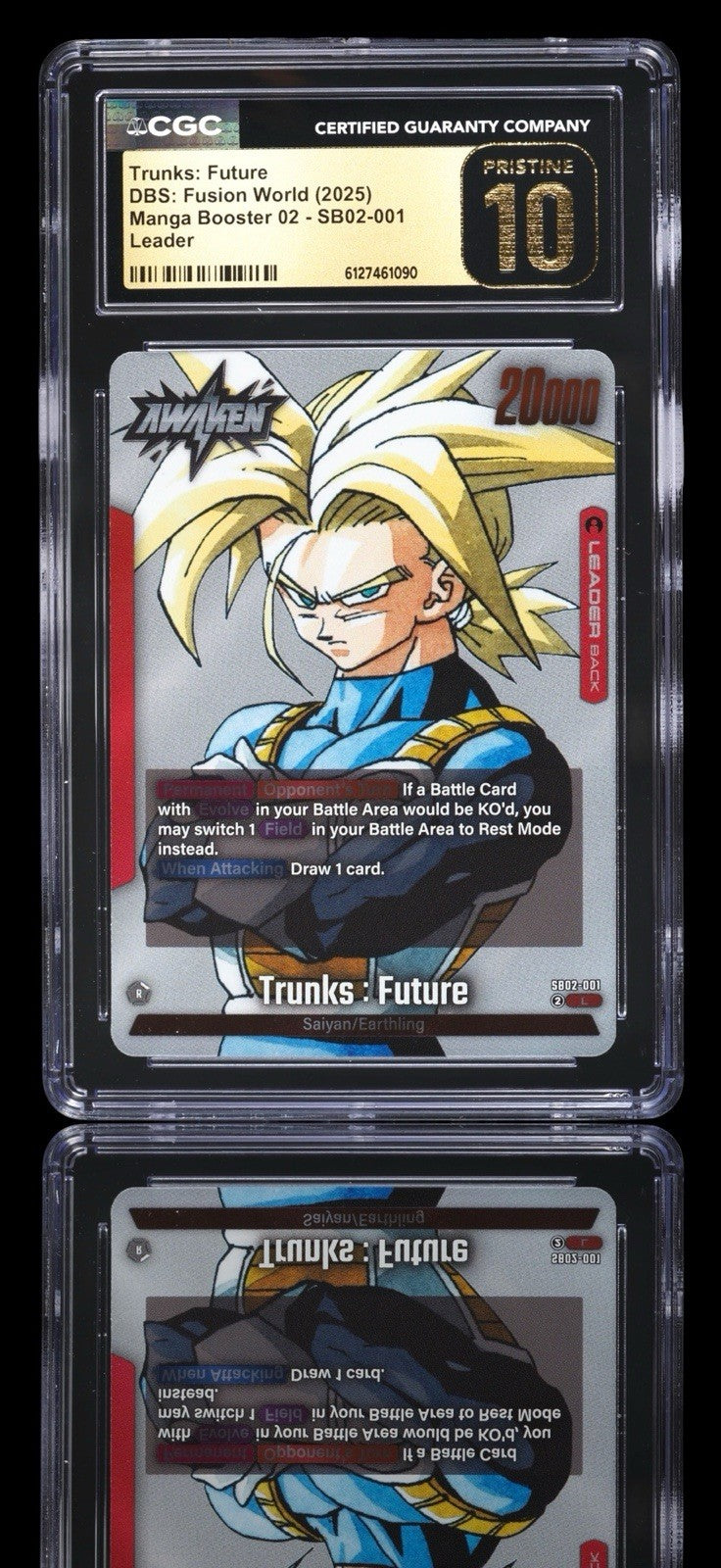 🔥Trunks Future SB02-001 DBS Manga Booster 02 PRISTINE 10 GOLD LABEL TOP POP 11