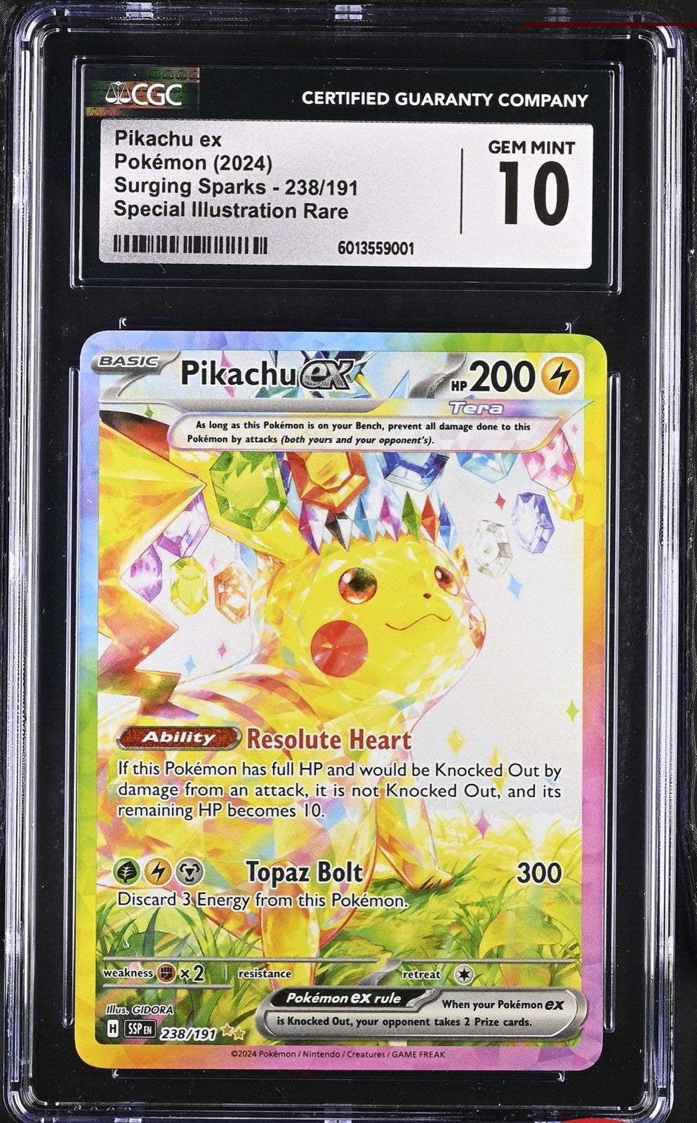‼️Pikachu ex 238/191 Sv08: Surging Sparks Holo GRADE 10! SHIPS SAME DAY!💨