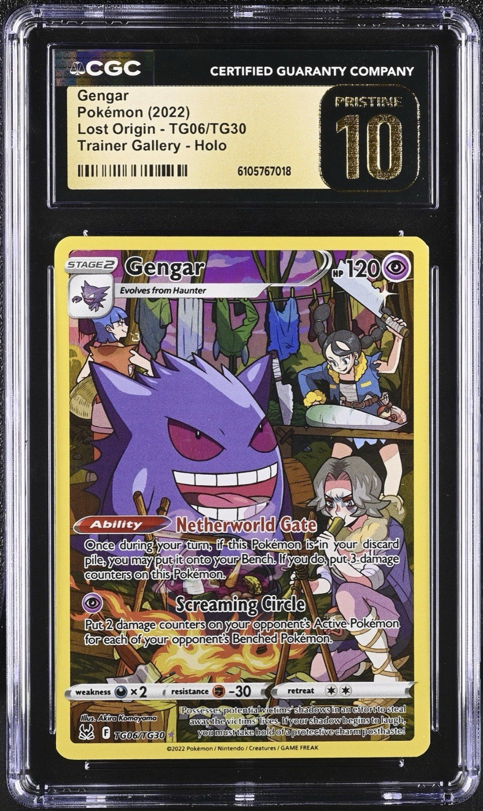 ‼️Gengar TG06 Lost Origin Trainer Gallery Holo GRADE 10 PRISTINE GOLD LABEL!💨