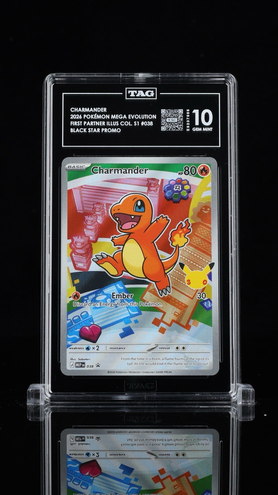 🔥 Charmander 038 Mega Evolution Pokemon Promo Holo TAG GRADE 10! LOW POP!💨