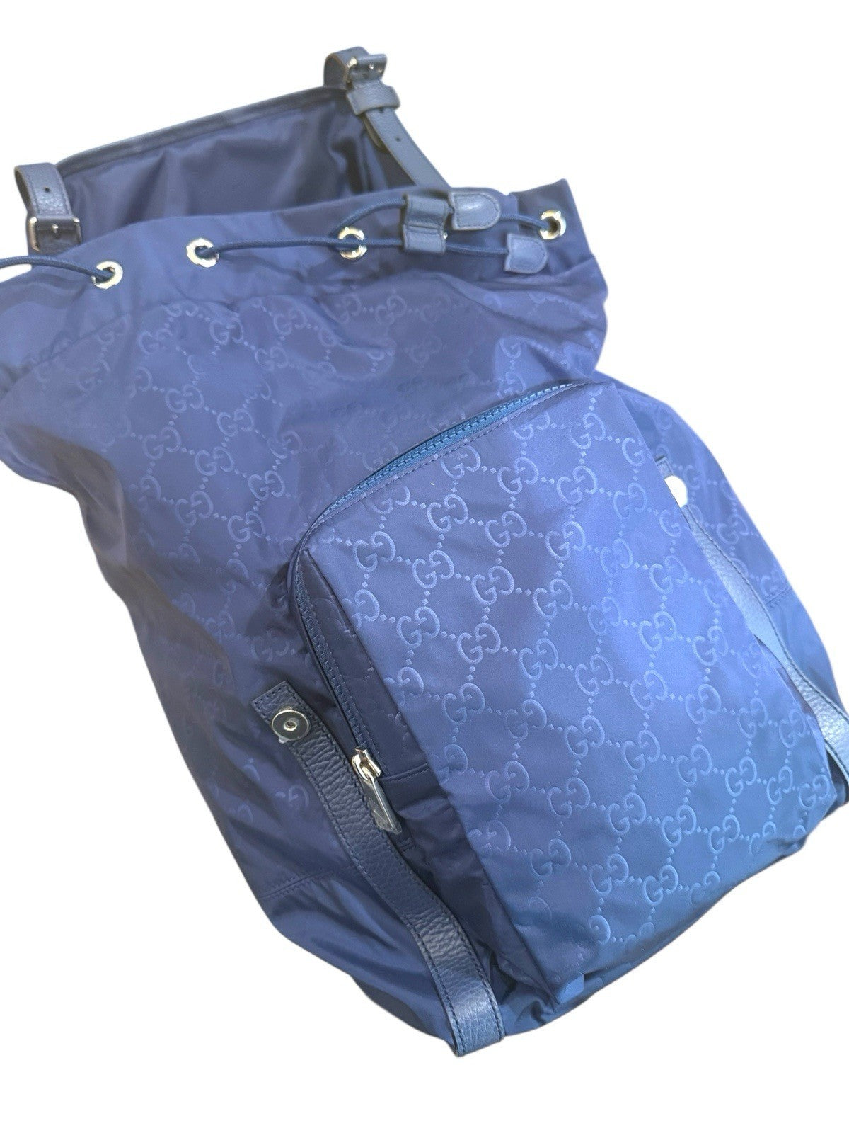 🌟NEW GUCCI Blue Medium Nylon & Leather Guccissima Backpack~SHOOT OFFER!💨