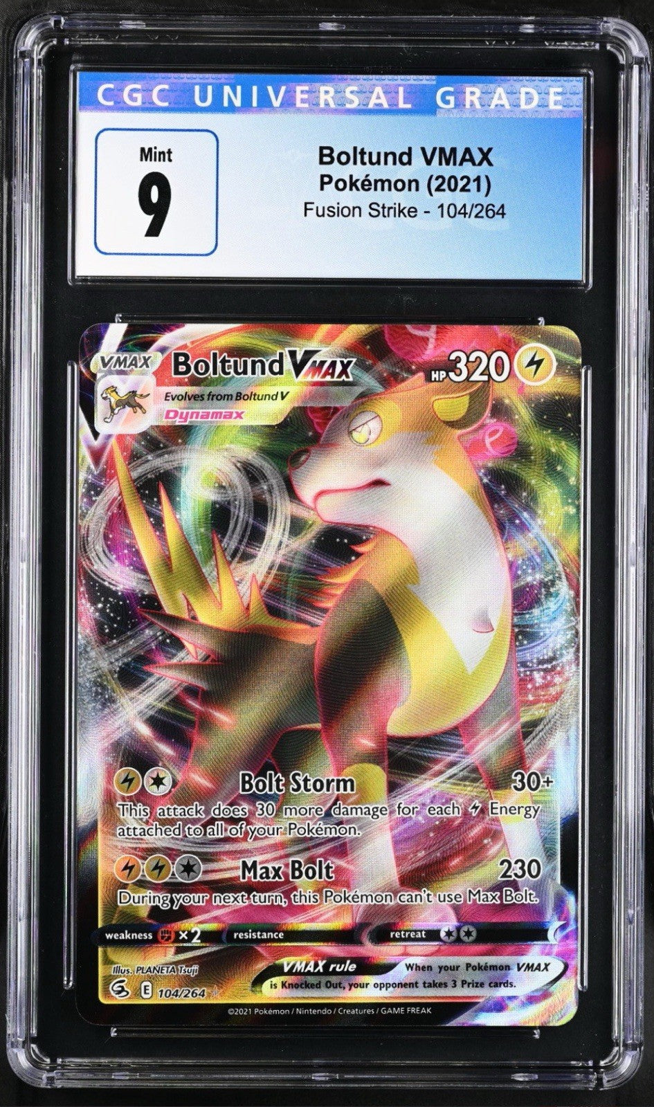 ‼️Pokemon Boltund VMAX 104/264: Fusion Strike Holo GRADE 9! FAST SHIPPING!💨
