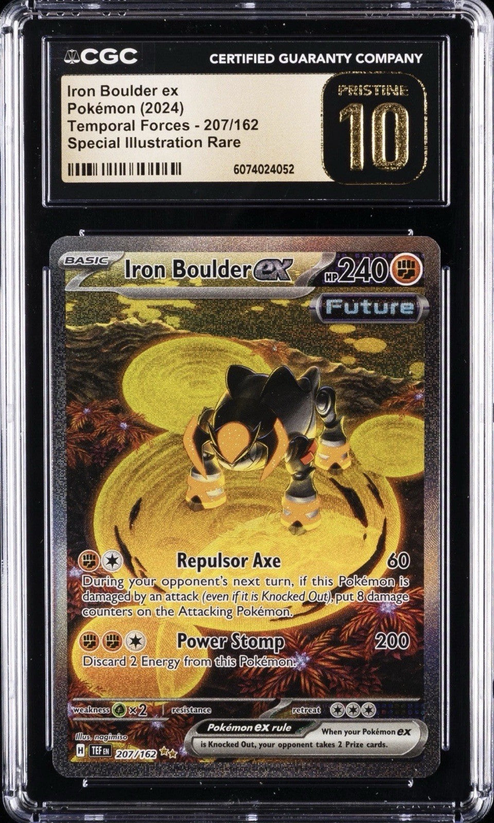 ⚡️Pokemon Iron Boulder ex #207 Temporal Forces GRADE 10 PRISTINE GOLD LABEL!💨