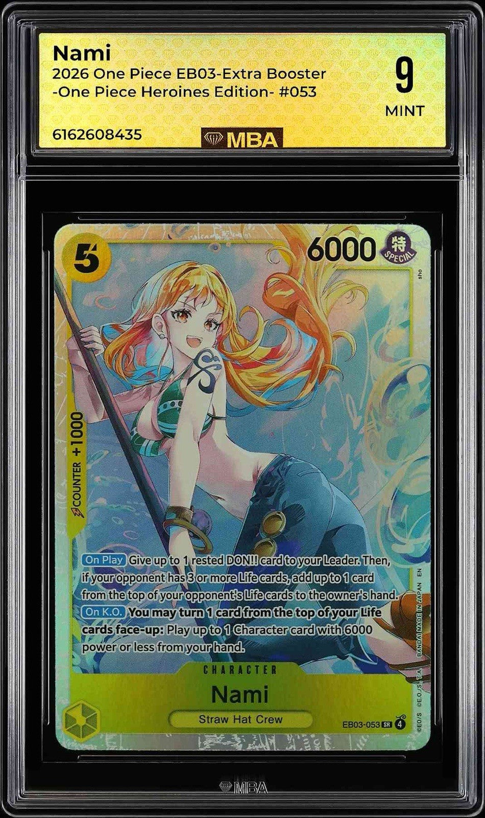 💎 Nami EB03-053 One Piece Heroines Edition Foil MBA GRADE 9! SAME DAY SHIP!💨