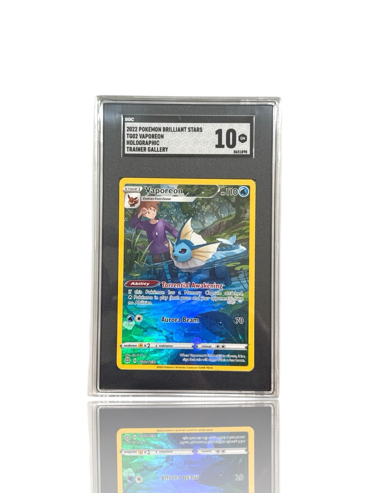‼️2022 POKEMON BRILLIANT STARS TG02 VAPOREON GRADE 10! FAST SHIP~SHOOT OFFER!💨