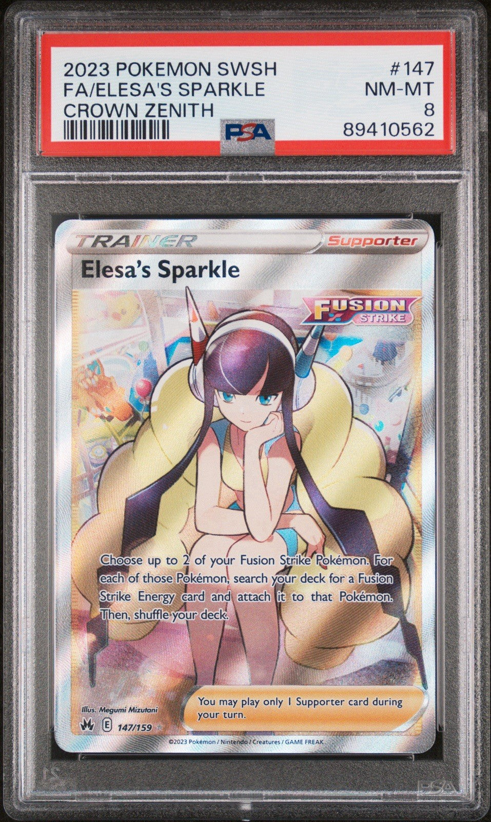 ‼️Pokemon Elesa's Sparkle (Full Art) 147/159 Crown Zenith Holo PSA 8~FAST SHIP💨