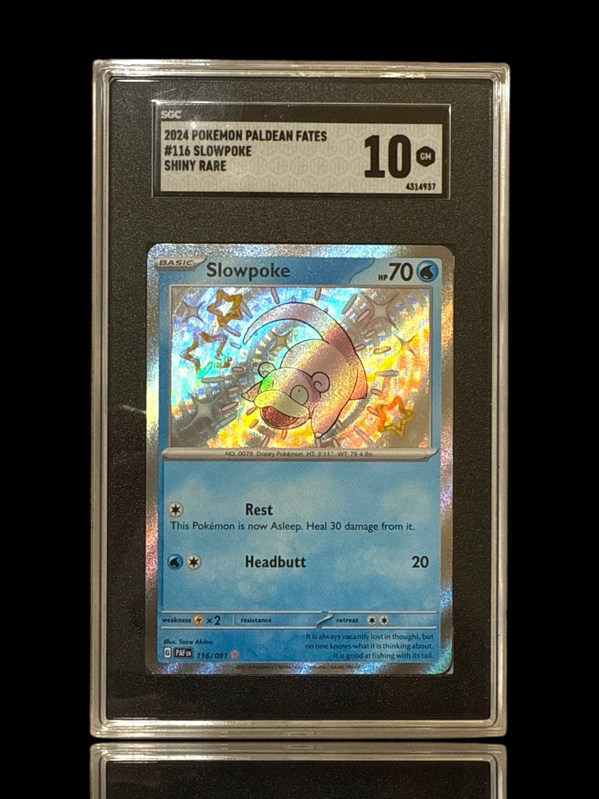 ‼️Slowpoke 116/091: Paldean Fates BABY SHINY GRADE 10! FAST SHIP~SHOOT OFFER!💨