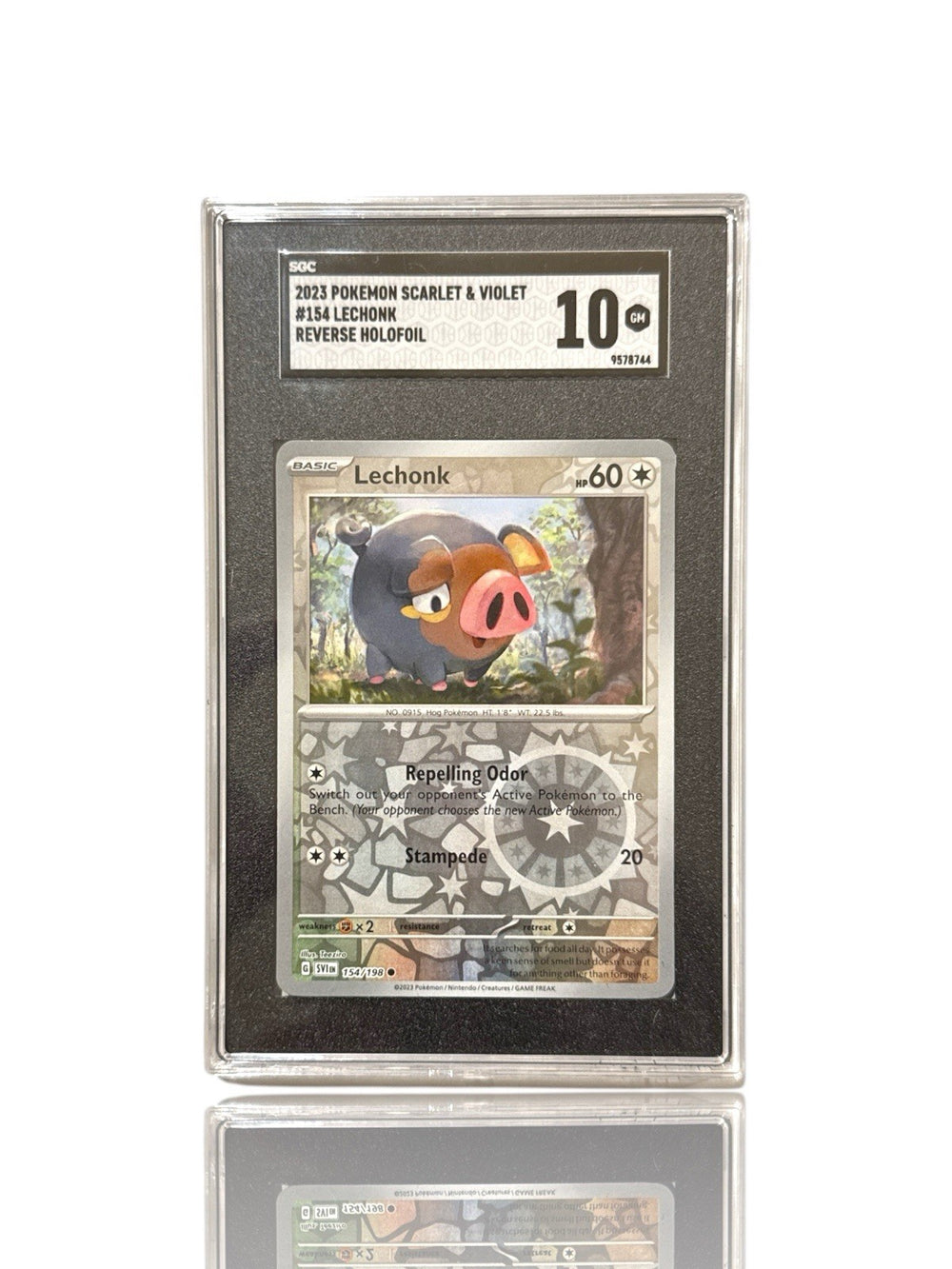 ‼️Pokemon Lechonk 154/198: Scarlet & Violet Base Set Reverse Holo GRADE 10!💨