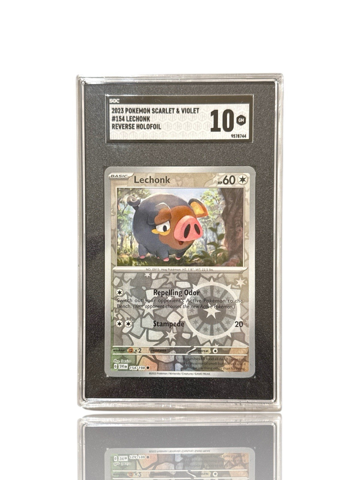 ‼️Pokemon Lechonk 154/198: Scarlet & Violet Base Set Reverse Holo GRADE 10!💨