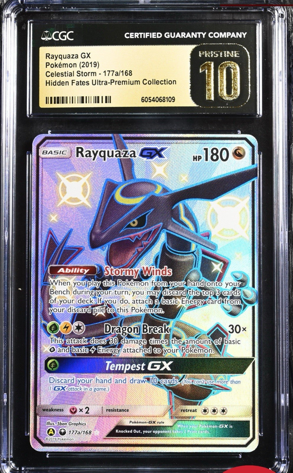 ‼️Rayquaza GX 177A/168 Alternate Art Holo GRADE 10 PRISTINE! SHIPS SAME DAY!⚡️