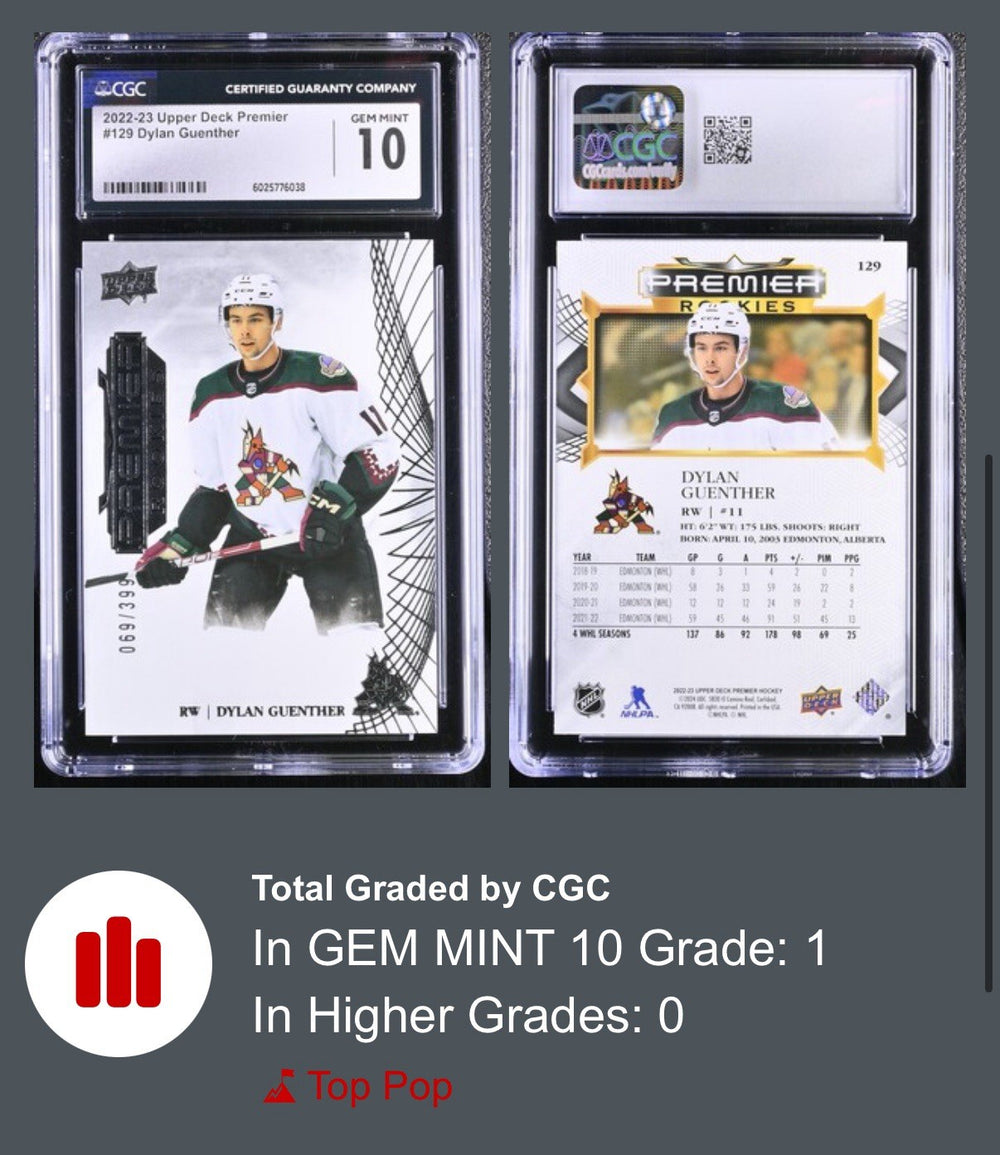 ‼️2022-23 Upper Deck Premier Rookies Dylan Guenther 069/399~SHOOT OFFER! POP 1💨