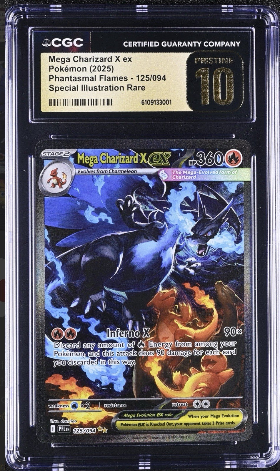 🔥Pokemon Mega Charizard X ex #125 GRADE 10 PRISTINE GOLD LABEL TOP POP!💨