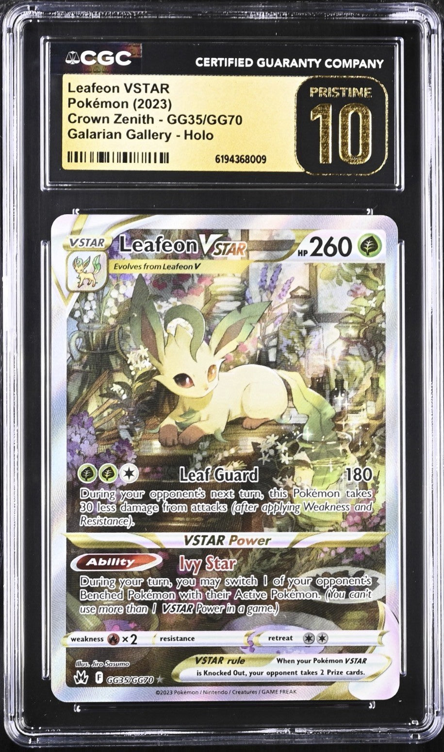 ⚠️ Leafeon VSTAR GG35 Crown Zenith Galarian Gallery~PRISTINE 10 GOLD LABEL!💨