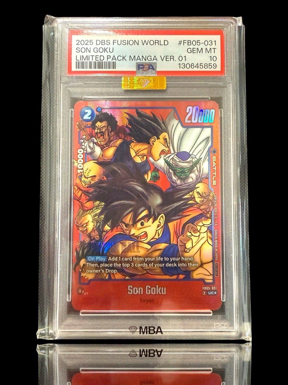 🚨 DBS~ Fusion World Son Goku Manga FB05-031~PSA 10~PRISTINE GOLD DIAMOND MBA💎
