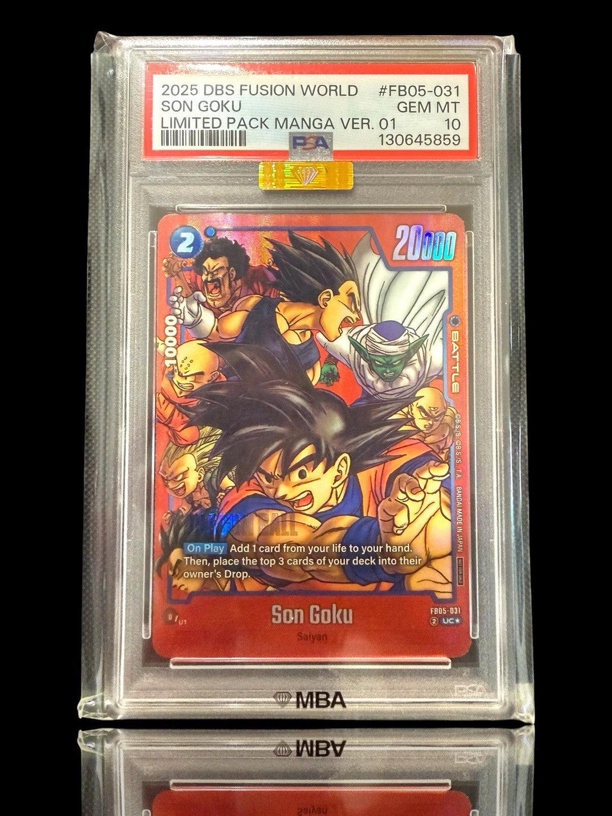 🚨 DBS~ Fusion World Son Goku Manga FB05-031~PSA 10~PRISTINE GOLD DIAMOND MBA💎