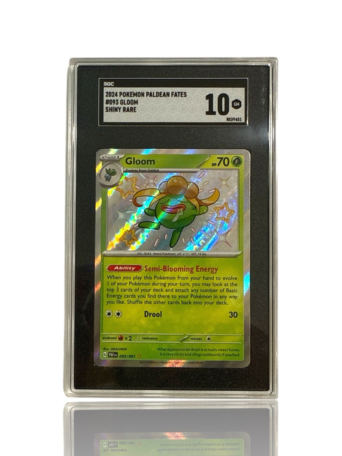 ‼️POKEMON Gloom #093 Paldean Fates BABY SHINY GRADE 10! FAST SHIP~SHOOT OFFER💨