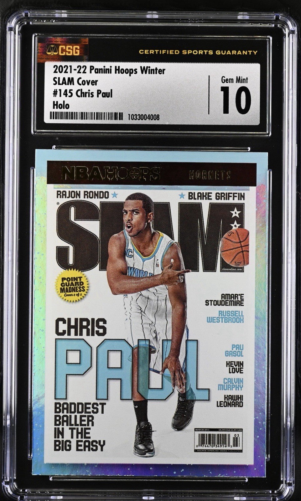 ‼️2021-22 Panini Hoops Winter SLAM Cover #145 Chris Paul Holo GRADE 10!💨
