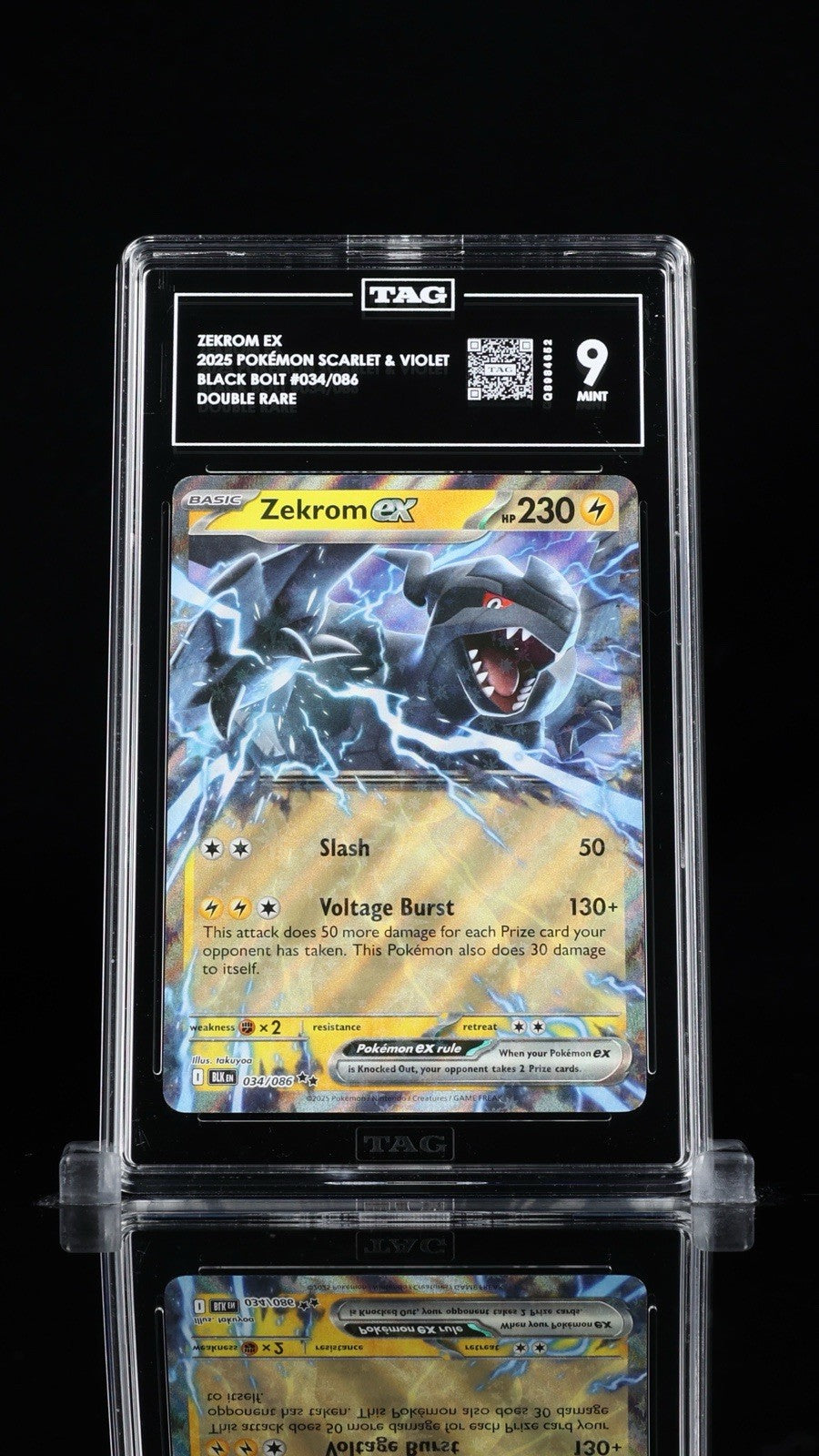 ‼️ZEKROM EX 2025 POKÉMON SCARLET & VIOLET BLACK BOLT #034 DOUBLE RARE GRADE 9!💨