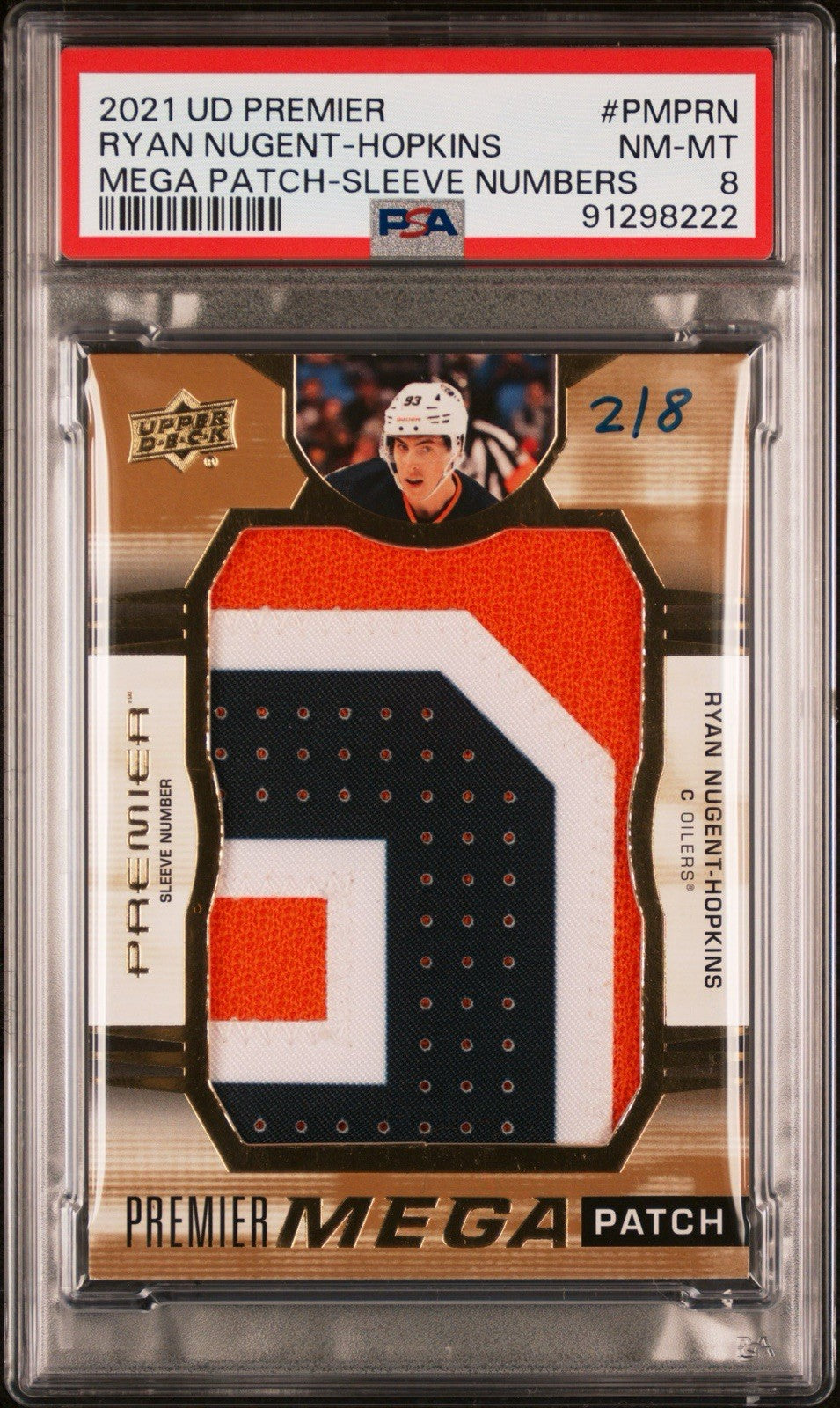 2021 UD PREMIER RYAN NUGENT-HOPKINS MEGA PATCH-SLEEVE NUMBERS PSA 8! POP 1 💥2/8