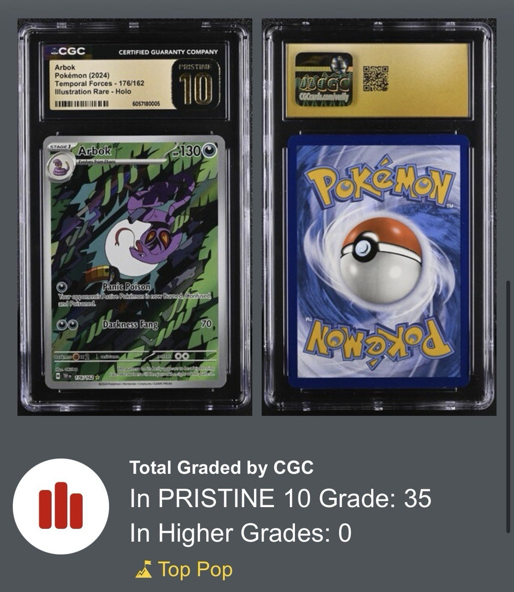 ‼️Pokemon Arbok #176 Temporal Forces GRADE 10 PRISTINE GOLD LABEL TOP POP!💨
