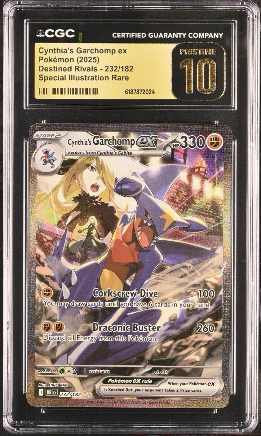 ⚠️ Cynthia's Garchomp ex #232 Destined Rivals~PRISTINE 10 GOLD LABEL TOP POP!💨
