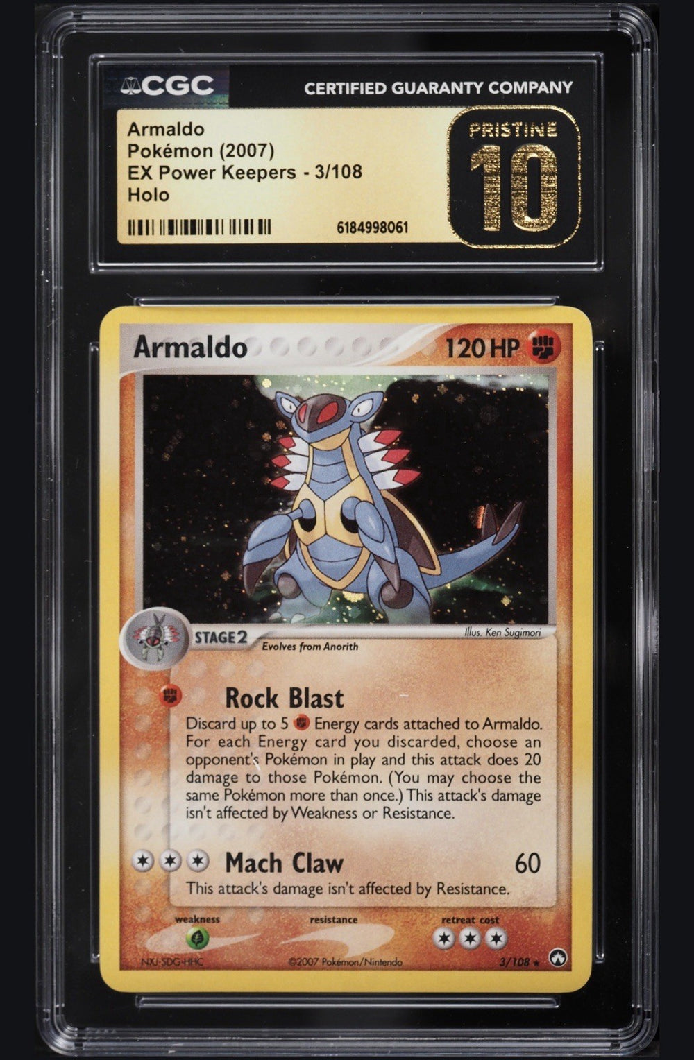 ⚠️ Armaldo 3/108 EX Pokemon Power Keepers Holo~PRISTINE 10 GOLD LABEL TOP POP!💨