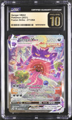💎 Pokemon Gengar VMAX #271 Fusion Strike Holo GRADE 10 PRISTINE GOLD LABEL!💨