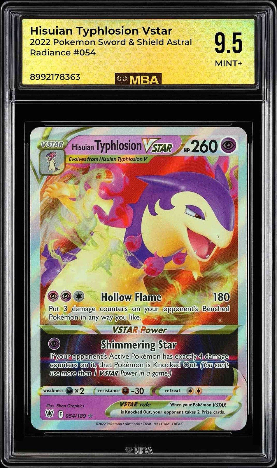 ⚠️ Hisuian Typhlosion VSTAR #054 Astral Radiance~ MBA GRADE 9.5! SHOOT OFFER💨