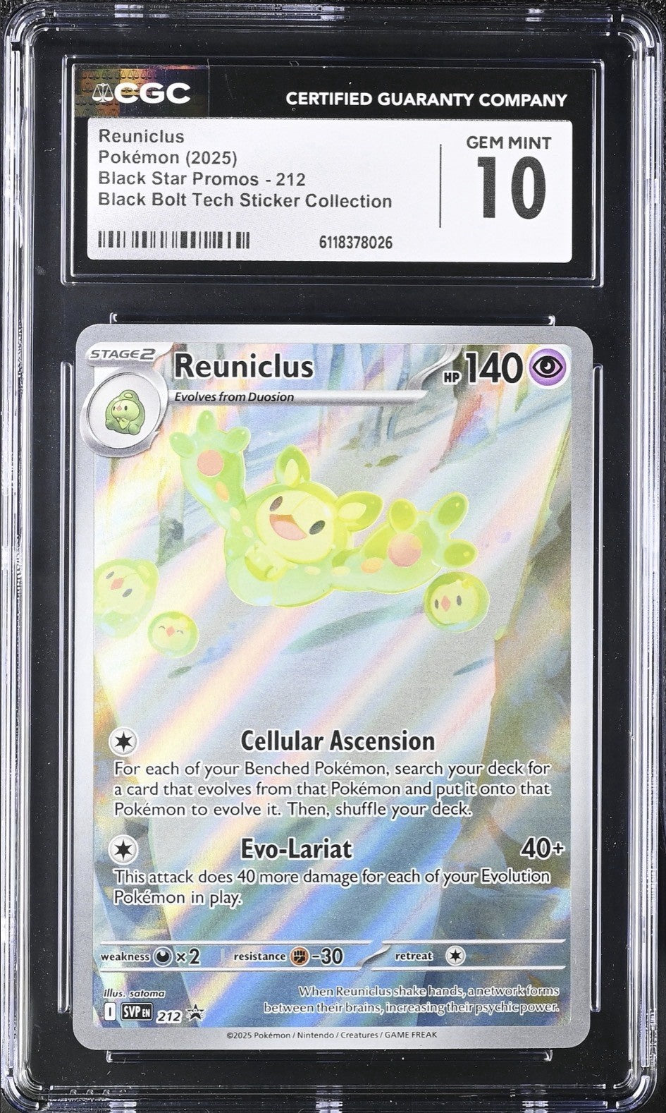 💎 Reuniclus 212 SCARLET AND VIOLET BLACK STAR PROMO GRADE 10! SAME DAY SHIP💨