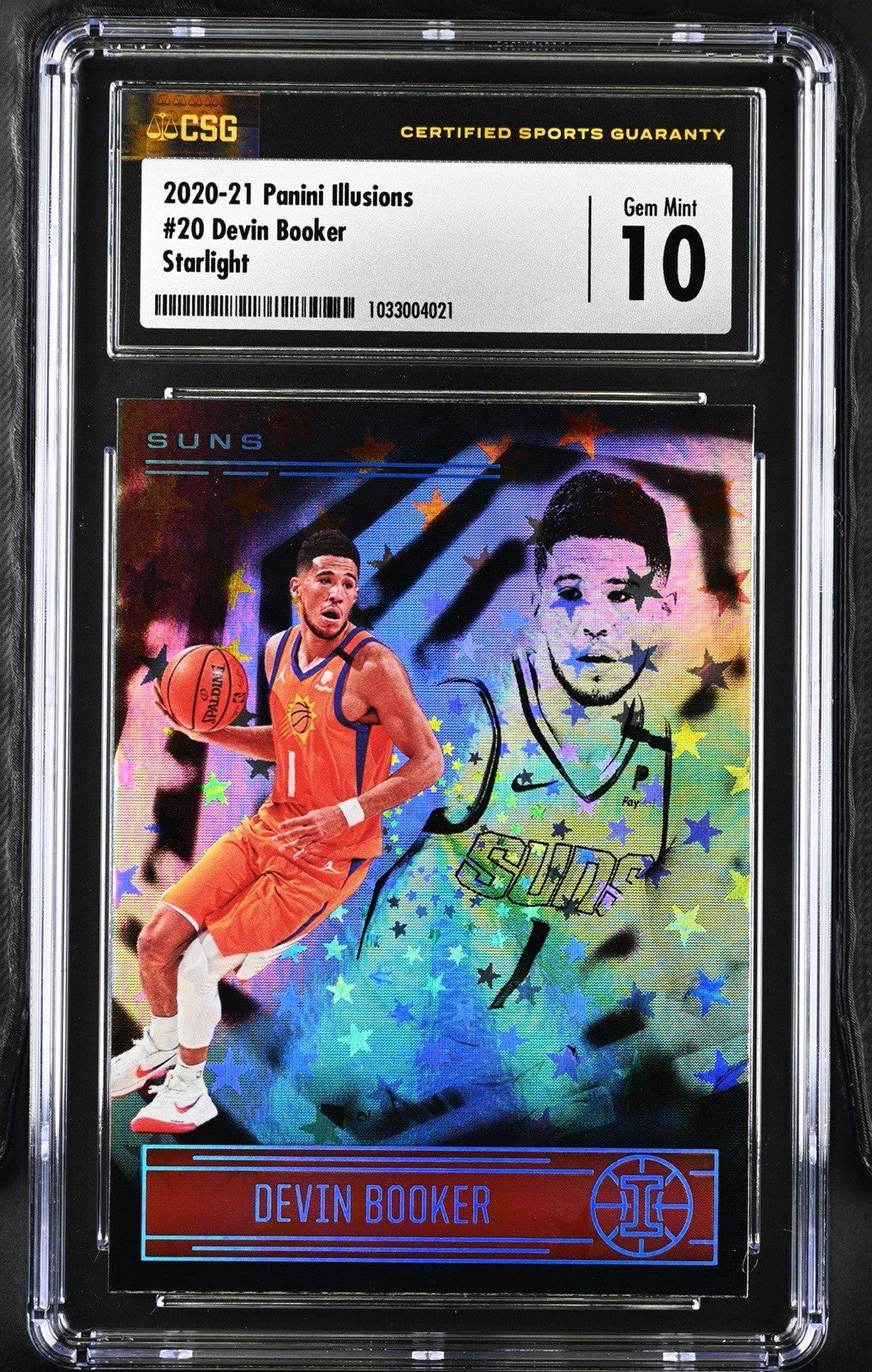‼️2020-21 Panini Illusions - Devin Booker #20 Trophy Starlight~GRADE 10~POP 1💨