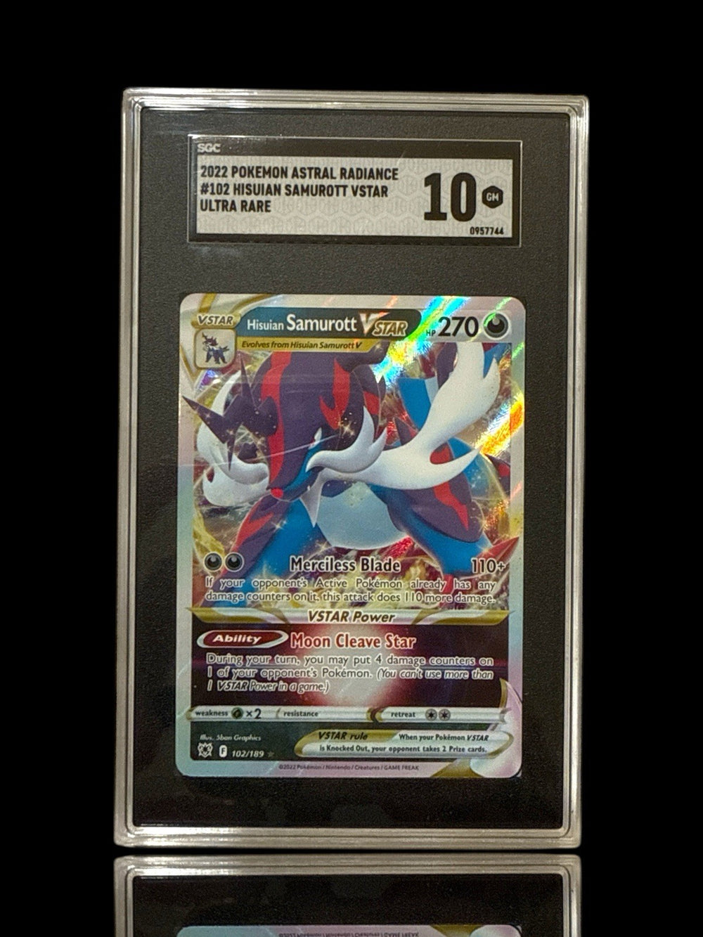 ‼️Hisuian Samurott VSTAR #102~Astral Radiance Holo~GRADE 10! SHIPS SAME DAY!💨
