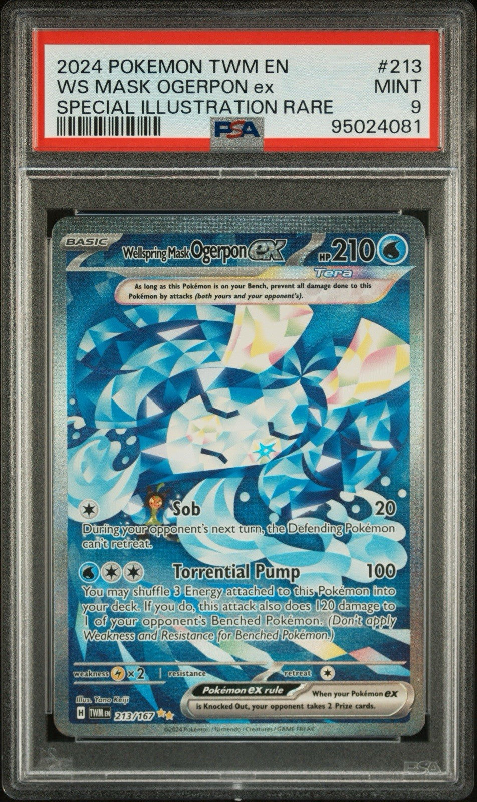 ‼️2024 POKEMON TWM EN WS MASK OGERPON ex SPECIAL ILLUSTRATION RARE PSA GRADE 9💨