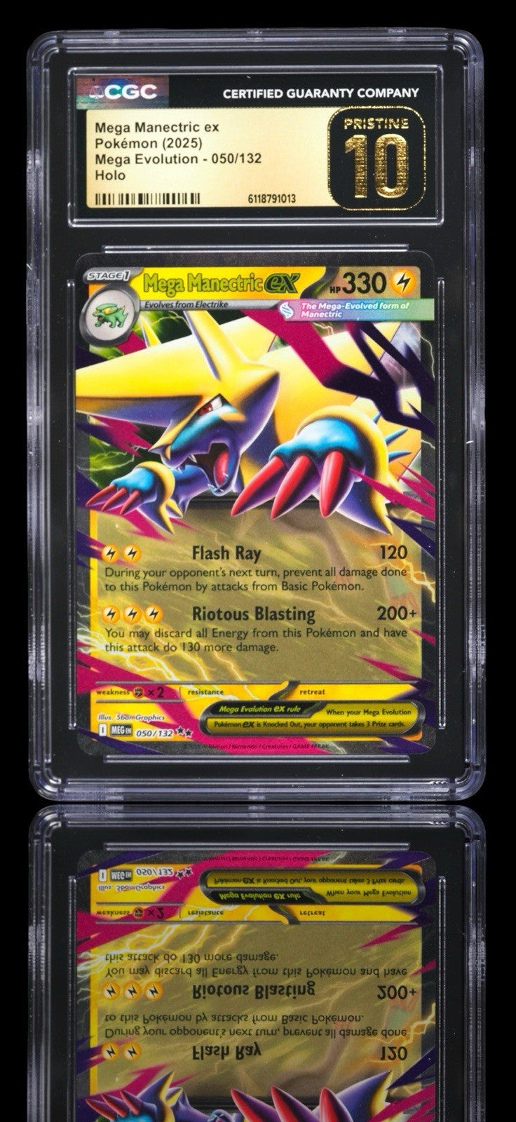 💎 Mega Manectric ex 050 Mega Evolution Holo GRADE 10 PRISTINE GOLD LABEL💨