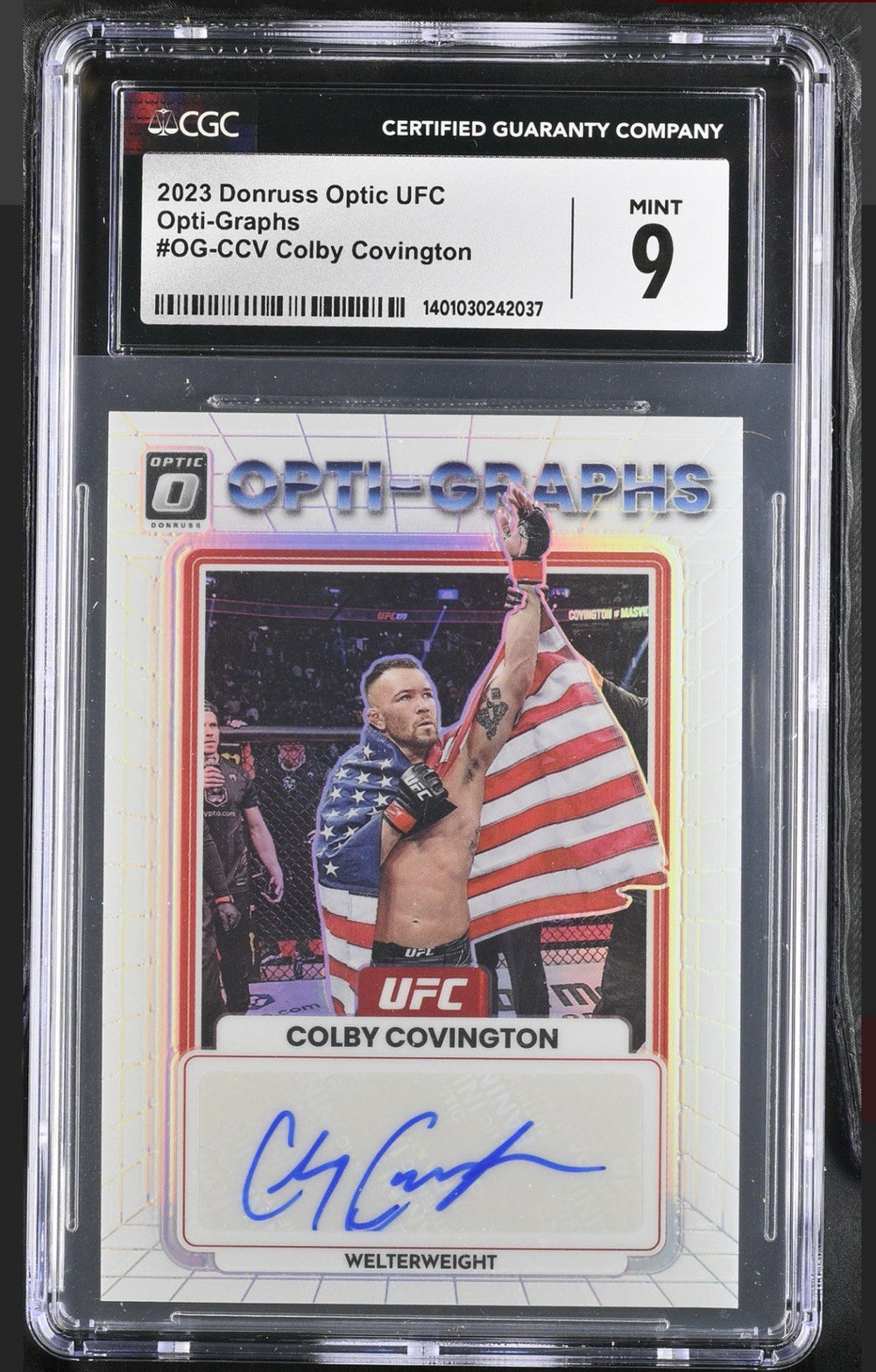 ‼️2023 Panini Donruss Optic UFC - Opti-Graphs Colby Covington GRADE 9~POP 1💨