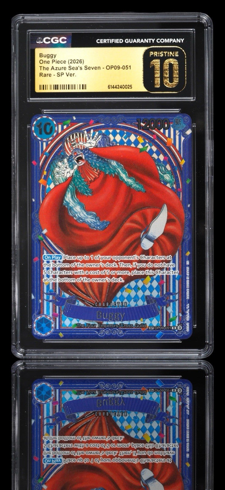 💎 Buggy SP OP09-051 The Azure Sea's Seven GRADE 10 PRISTINE GOLD LABEL POP 8💨