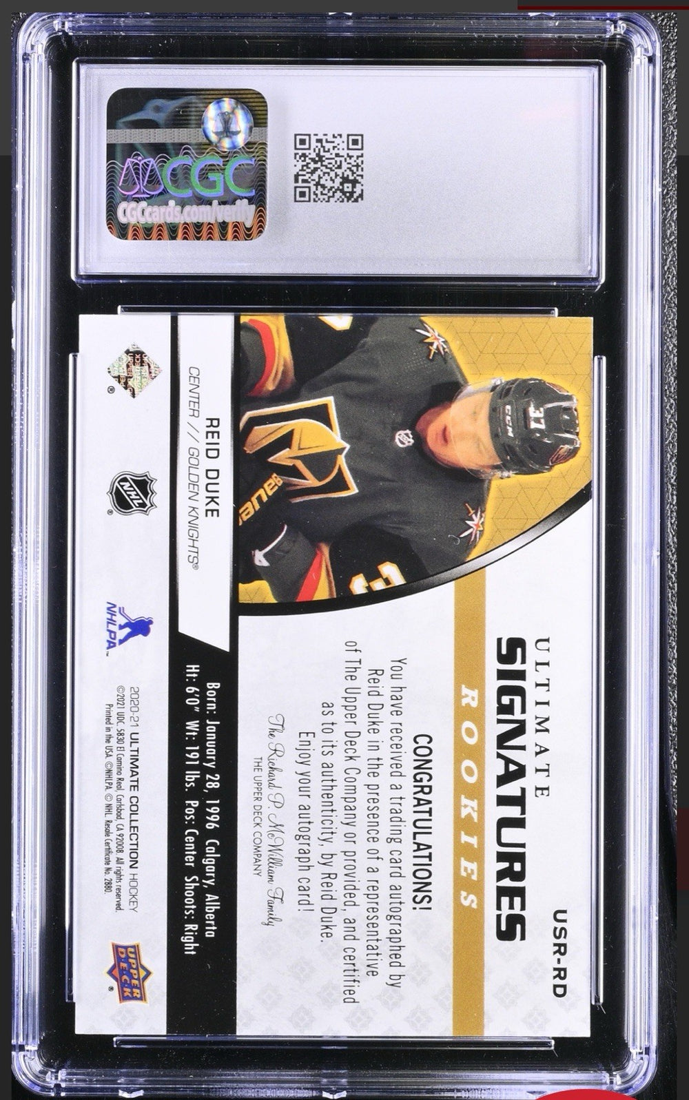 ‼️2020-21 UD Ultimate Collection Signature Rookies Reid Duke GRADE 10!💨 POP 1!