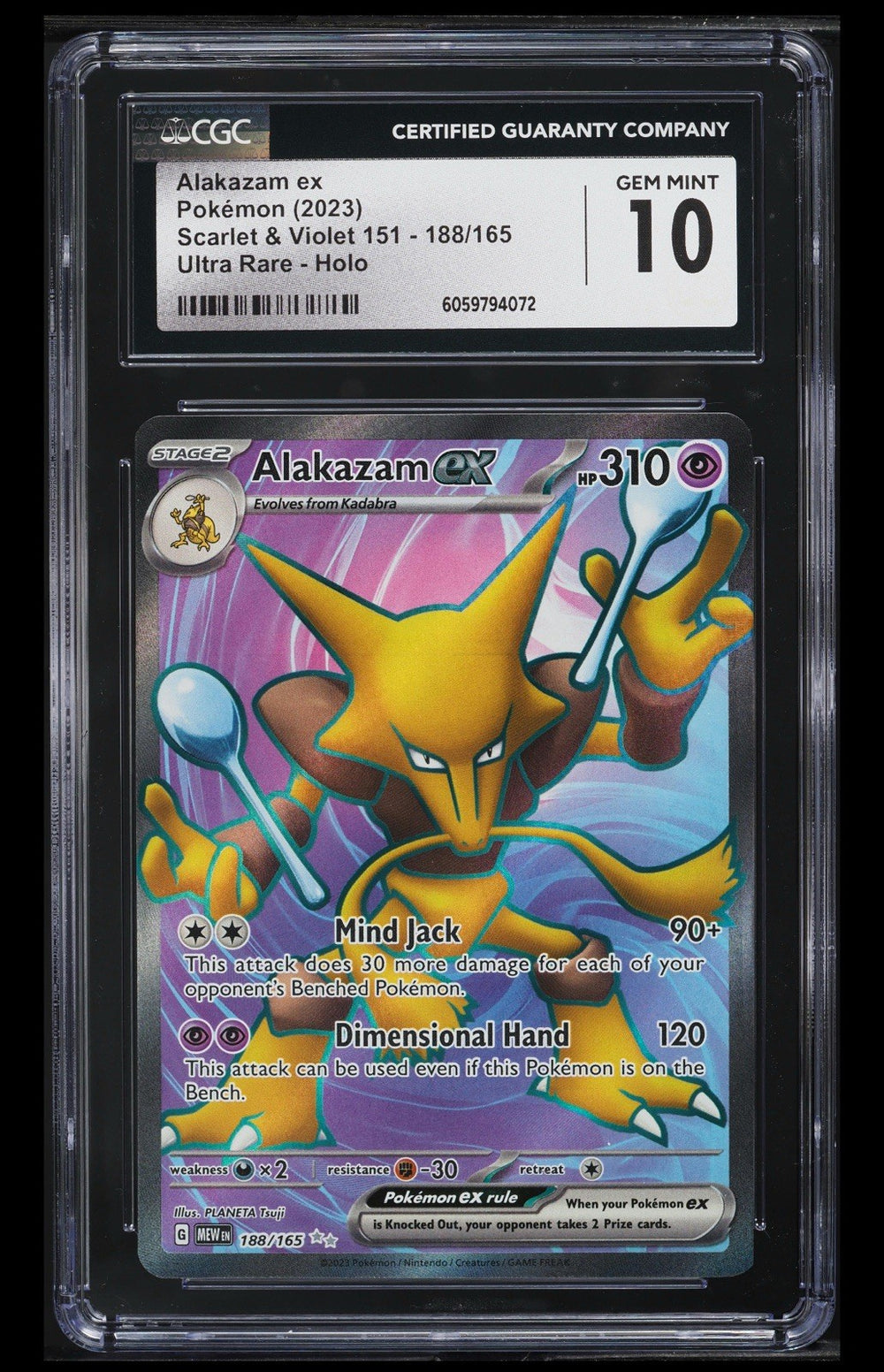 ‼️Alakazam ex Pokémon (2023) Scarlet & Violet 151 - 188/165 GRADE 10💨 SHIP FAST
