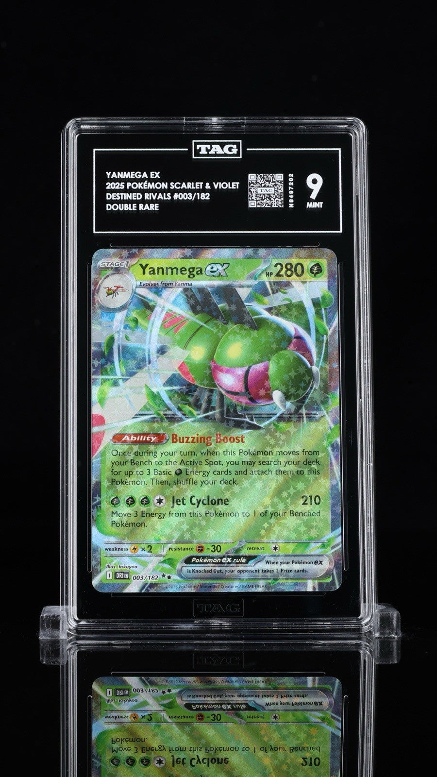 ⚠️2025 POKEMON DESTINED RIVALS #003 YANMEGA EX~TAG GRADE 9~ LOW POP SHOOT OFFER