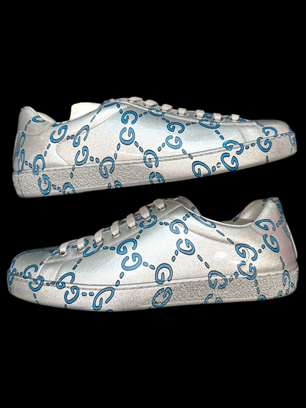 ‼️GUCCI Miro Rubber Wax GucciGhost Print Mens New Ace Sneakers SIZE 9~FAST SHIP