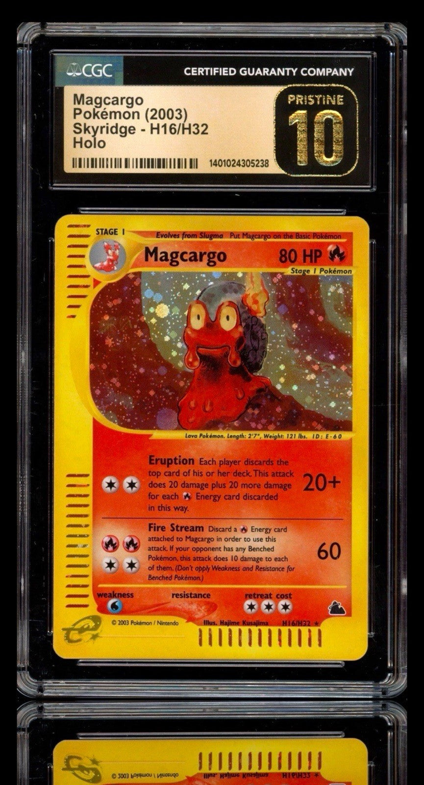 💎 Magcargo H16/H32 Skyridge Holo GRADE 10 PRISTINE GOLD LABEL TOP POP 10!💨